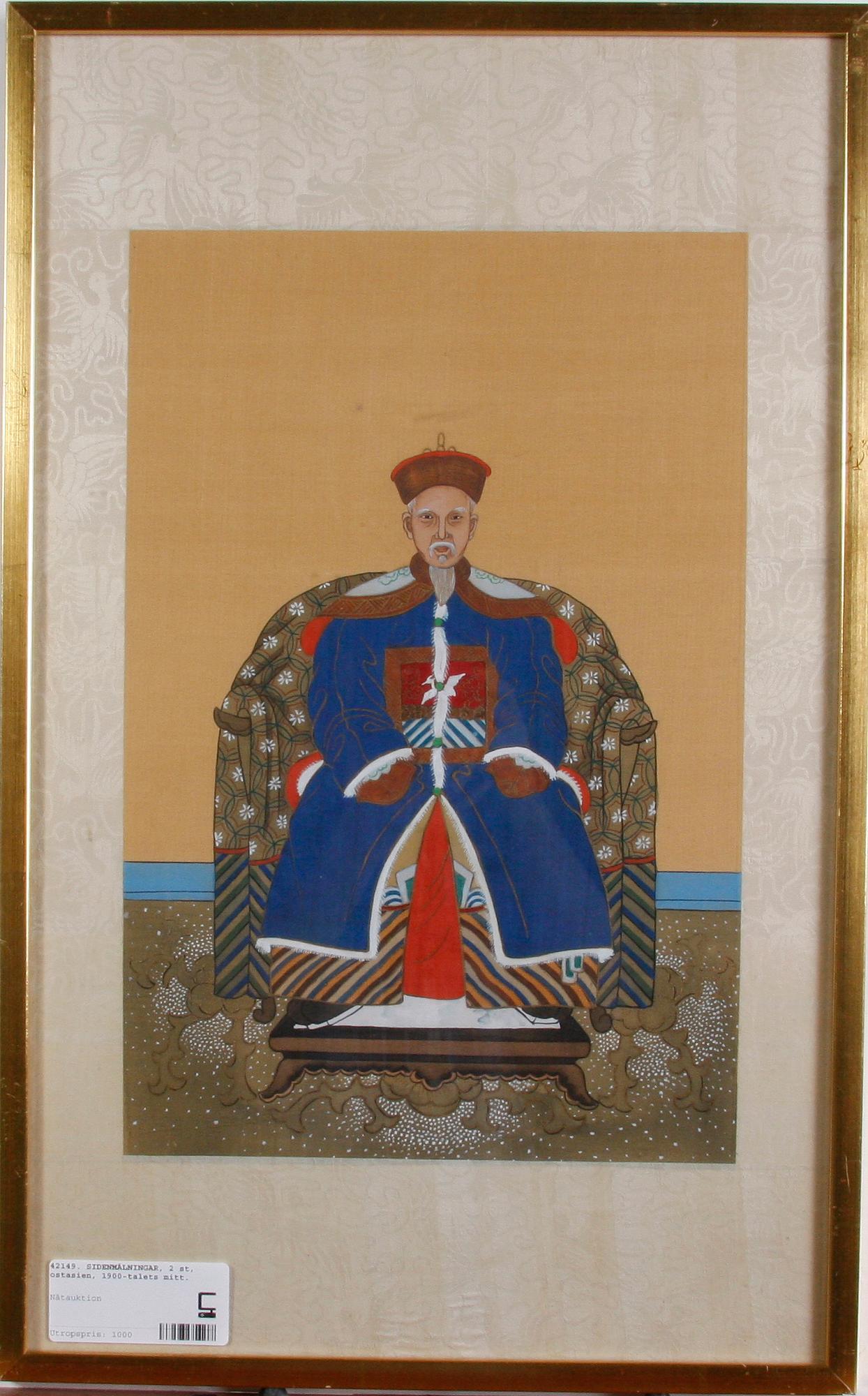 SIDENMÅLNINGAR, 2 st, sydostasien, 1900-talets mitt.