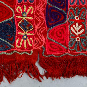 A semi-antique embroidered textile by the Marsh Arabs/nomads in Iraq, ca 235 x 146 cm.