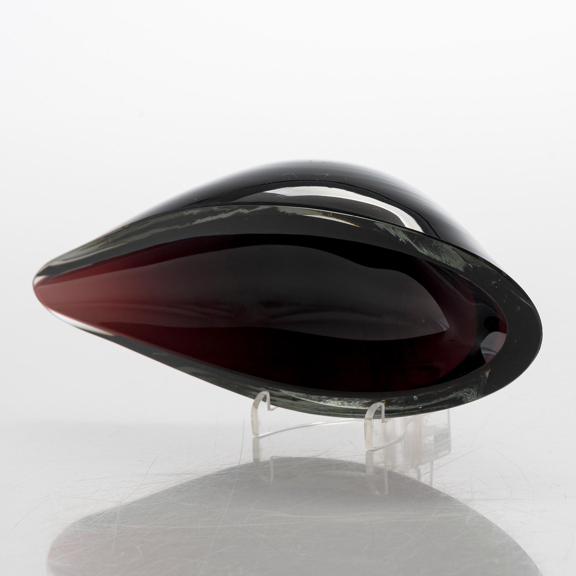 Kaj Franck, a 'Willow Leaf' glass bowl, acid signiture K. Franck Nuutajärvi Notsjö -55.