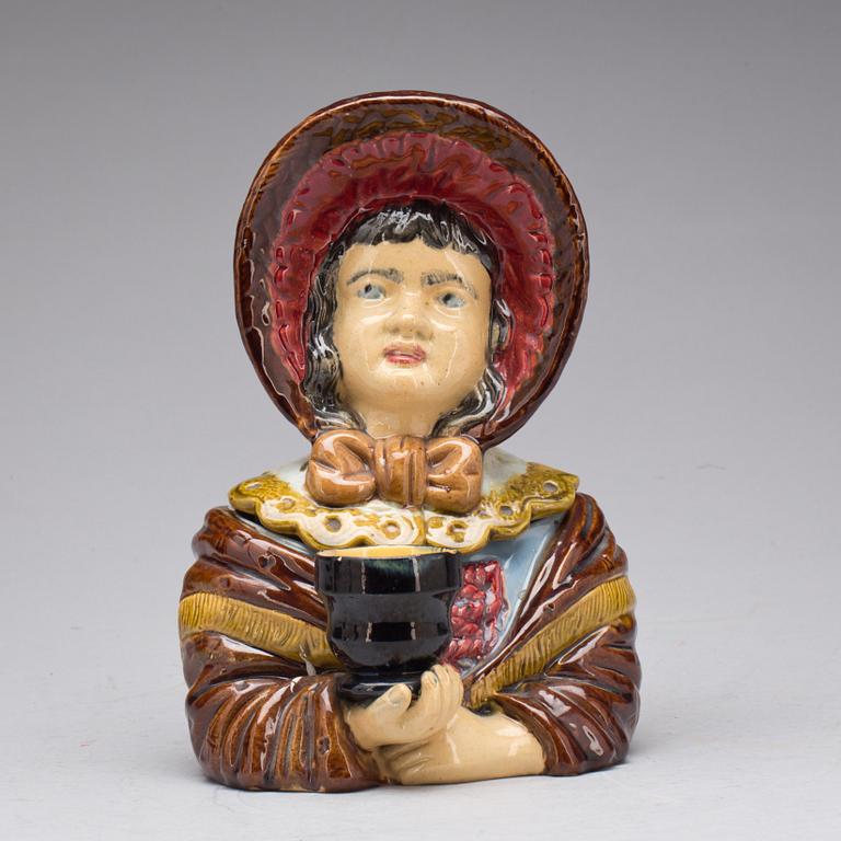 FIGURIN, keramik,  2 delar, Höganäs, 1800-talets andra hälft.