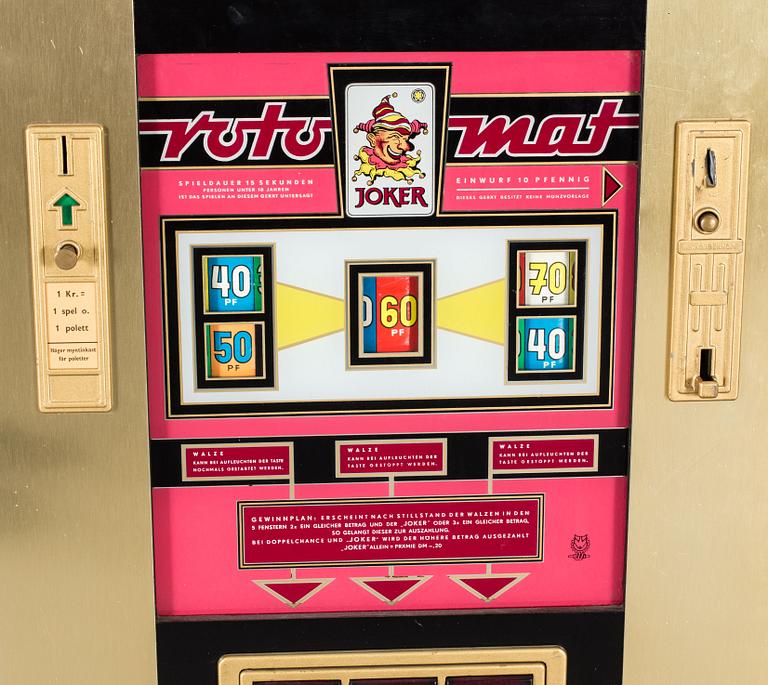 A GERMAN SLOT MACHINE "ROTOMAT JOKER" 1960-70'S.