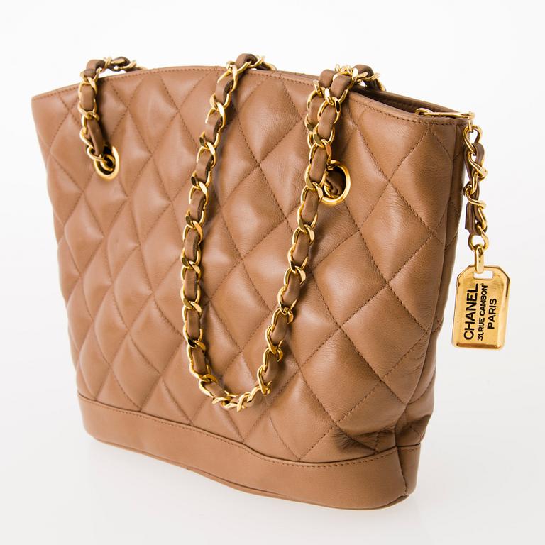 CHANEL Vintage Beige Shoulder Bag.