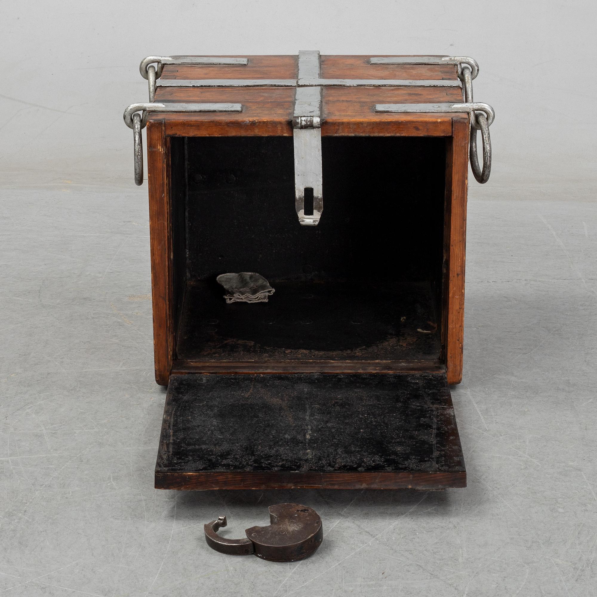 A 19th Century pine strong box.