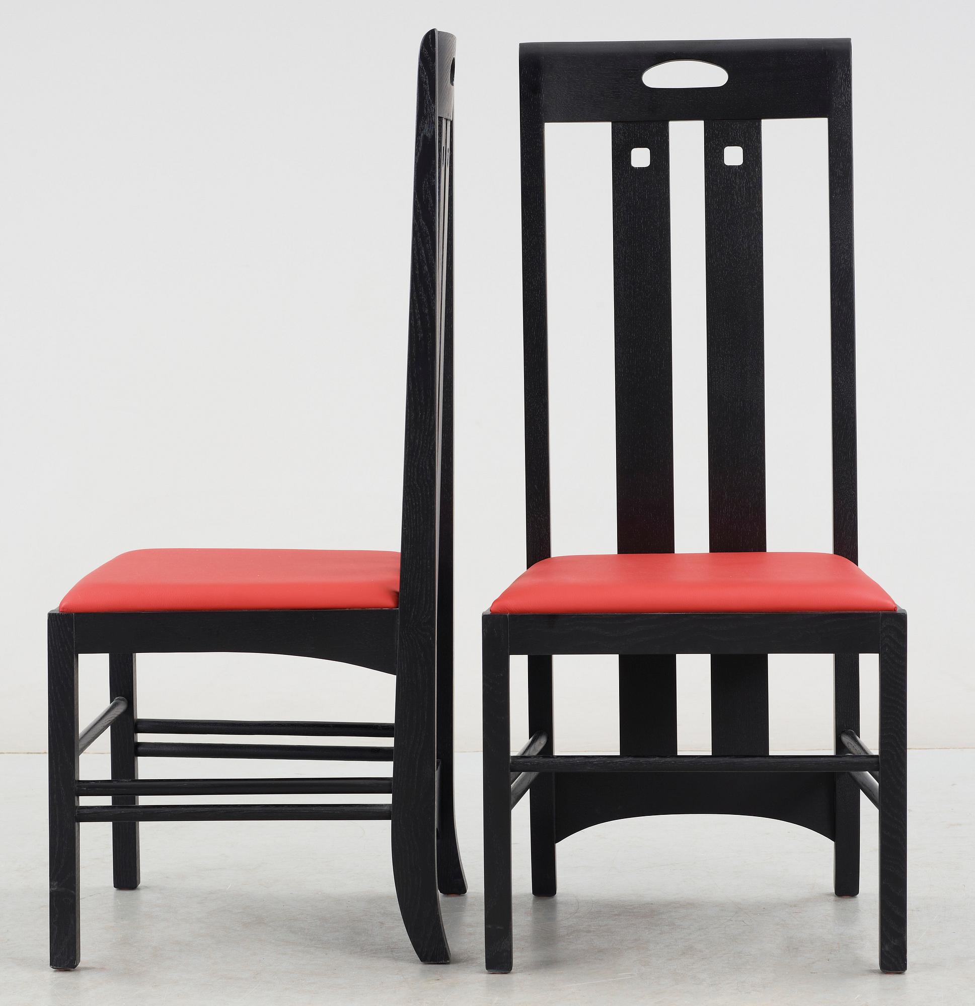 STOLAR, ett par, efter Charles Rennie Mackintosh, modell "ingram low"  1900/2000-tal.