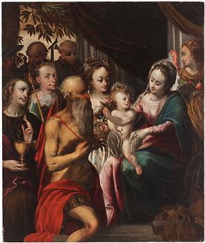 Bartholomeus Spranger Circle of, The mystical marriage of Saint Catherine.