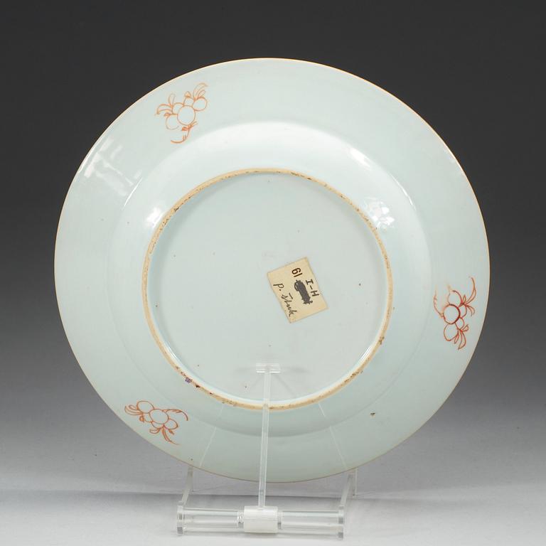 TALLRIKAR, sex stycken, kompaniporslin. Qing dynastin, Qianlong (1736-95).