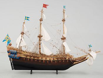 FARTYGSMODELL, trä och textil, 1900-talets mitt.