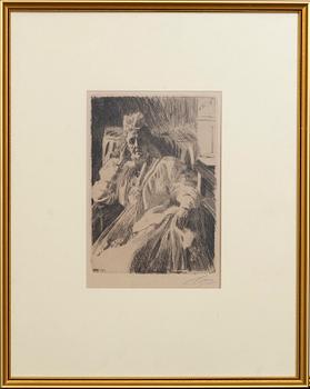 Anders Zorn, a signed etching from 1909.