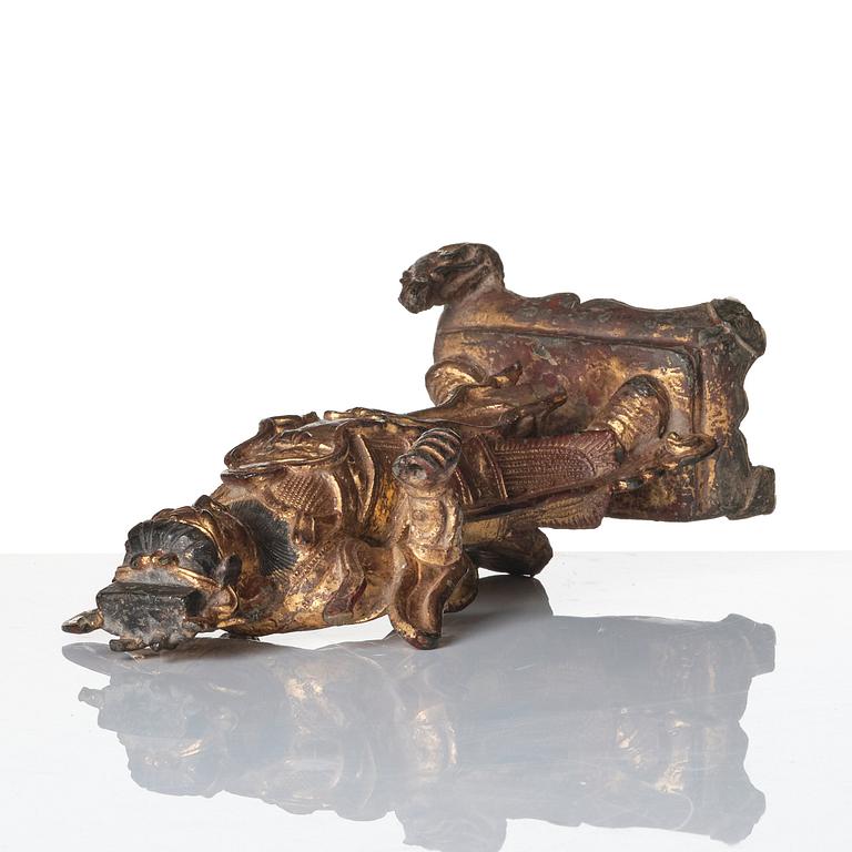 Väktare, kallförgylld brons. Mingdynastin (1368-1644).