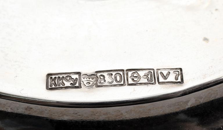 SOCKERSKÅL OCH GRÄDDKANNA, silver och glas, Kalevala, 1974.