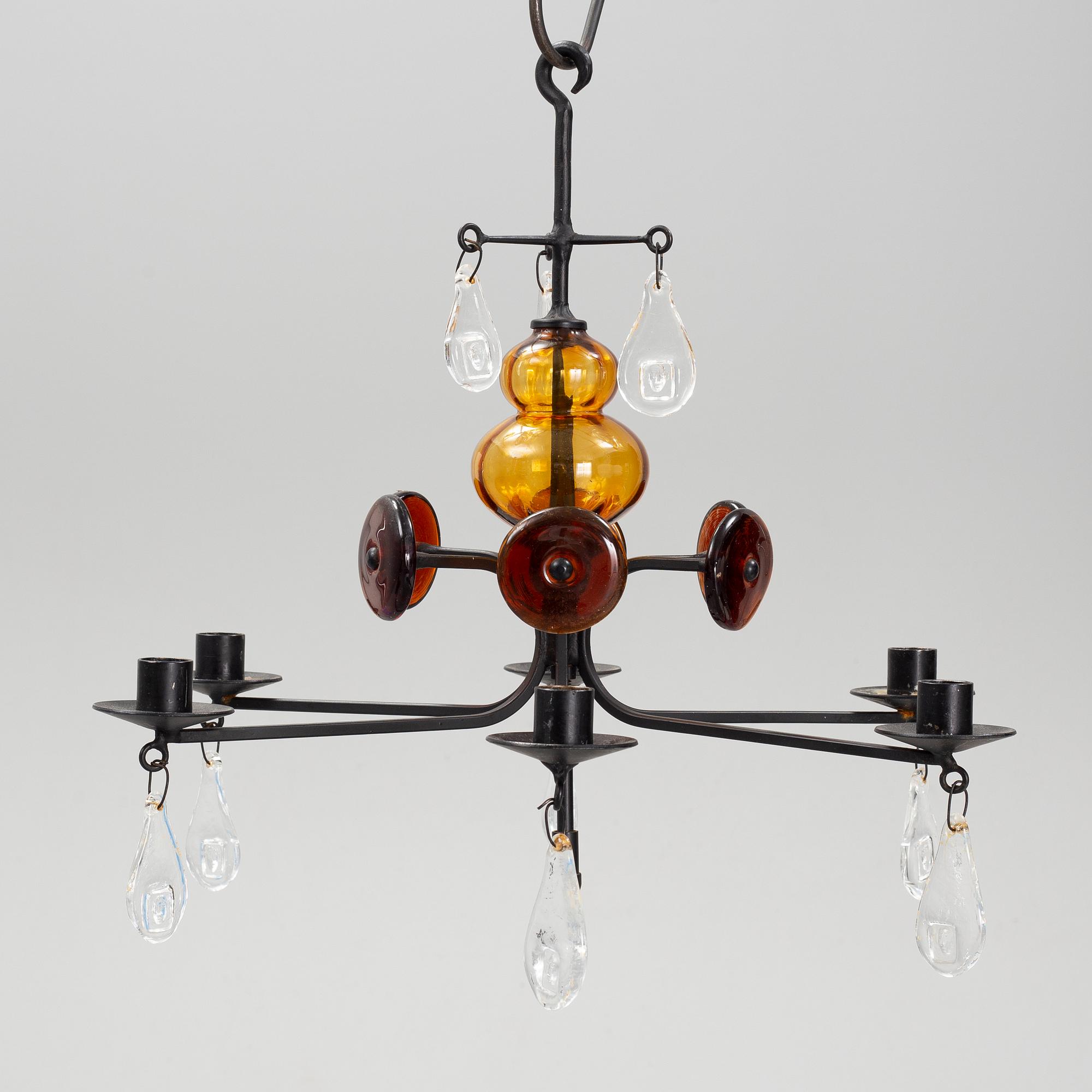Erik Höglund, a forged iron chandelier, Boda smide, second half of the 20th century.