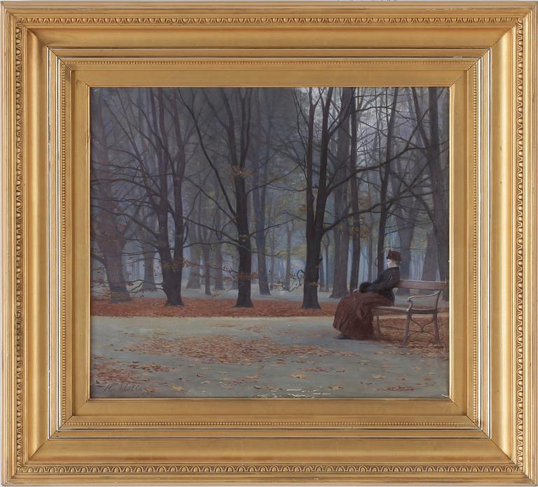 OKÄND KONSTNÄR, olja på duk, otydligt signerad H Metter?, daterad 1886.