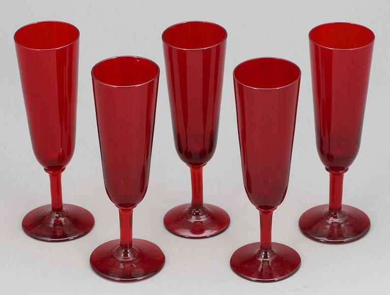 CHAMPAGNEGLAS, 5 st, glas, design Monica Bratt, Reijmyre.