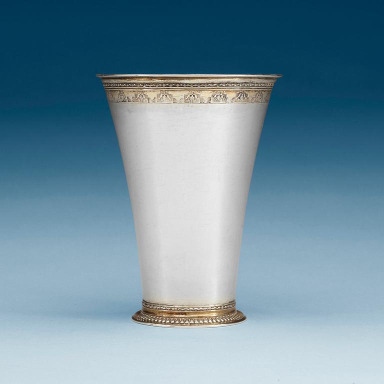 A Swedish 18th century parcel-gilt beaker, marks of Martin Bernström, Härnösand (1742-1779(-82)).