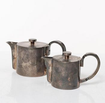 Gio Ponti, teservis, 6 delar, Athur Krupp Berndorfer Metallwarenfabrik, Österrike/Milano, 1930/40-tal.