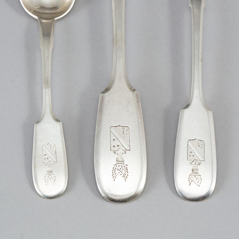 A set of Russian silver spoons, 12+12+3, St. Petersburg 1889.