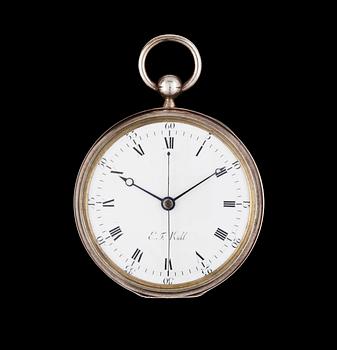 A silver Kühl pocket watch, chronograph, 19th century.