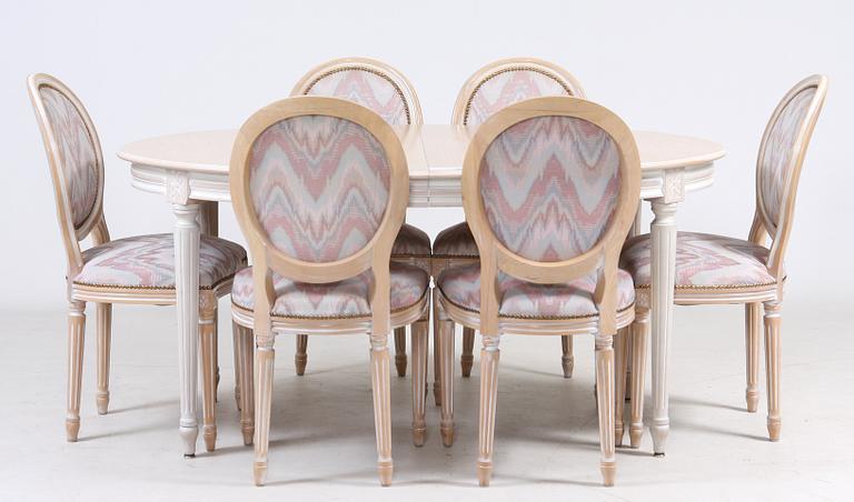 MATGRUPP, 8 delar, gustaviansk stil.