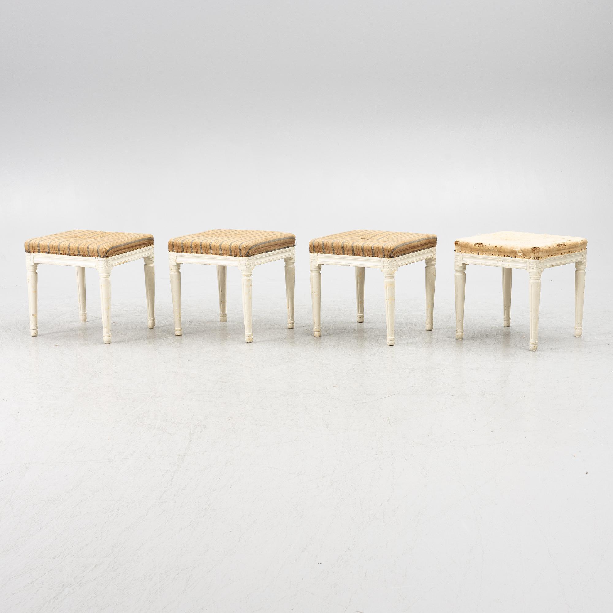 A set of four Gustavian stools, early 19th century.
