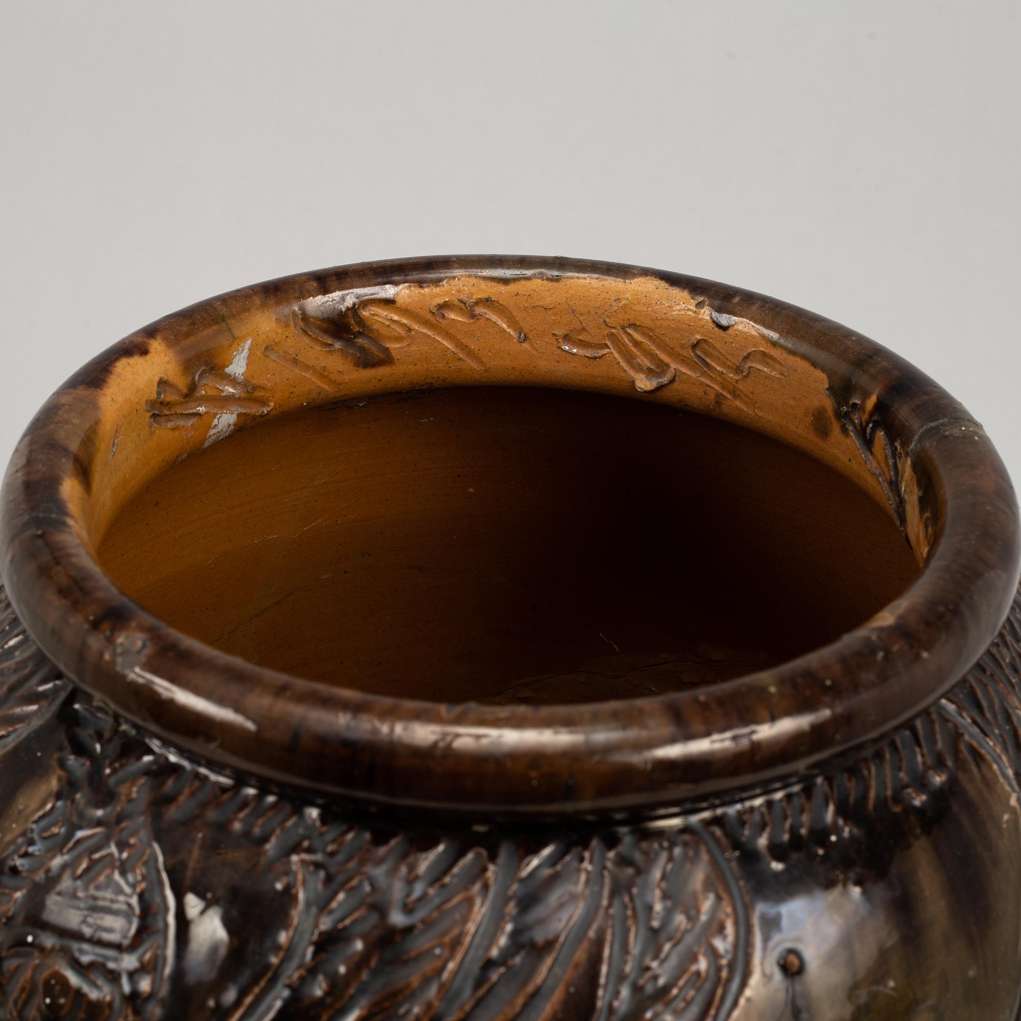 Thorvald Bindesbøll, a glazed earthenware floor vase, Valby, Copenhagen 1893.