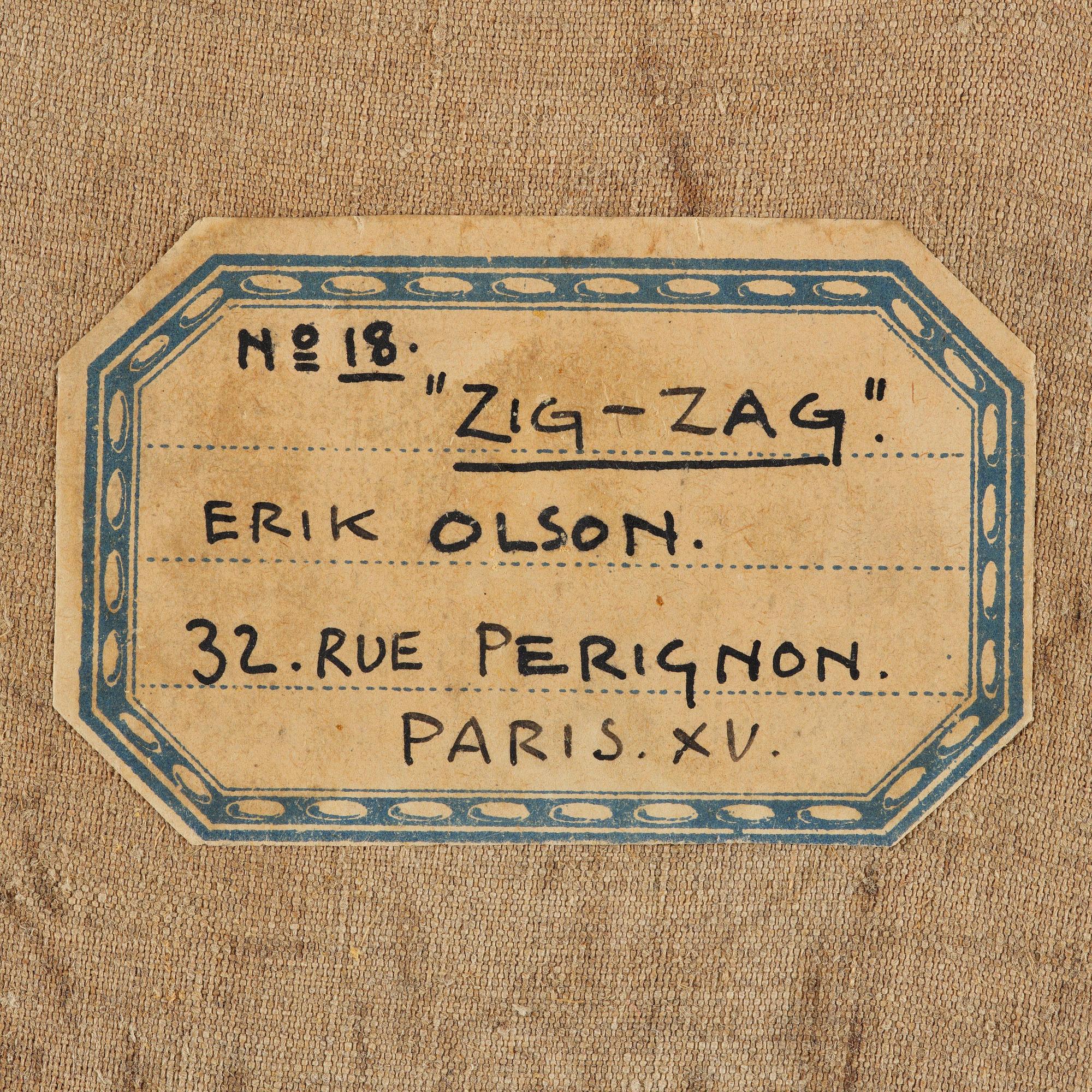 Erik Olson, "Zig-zag".