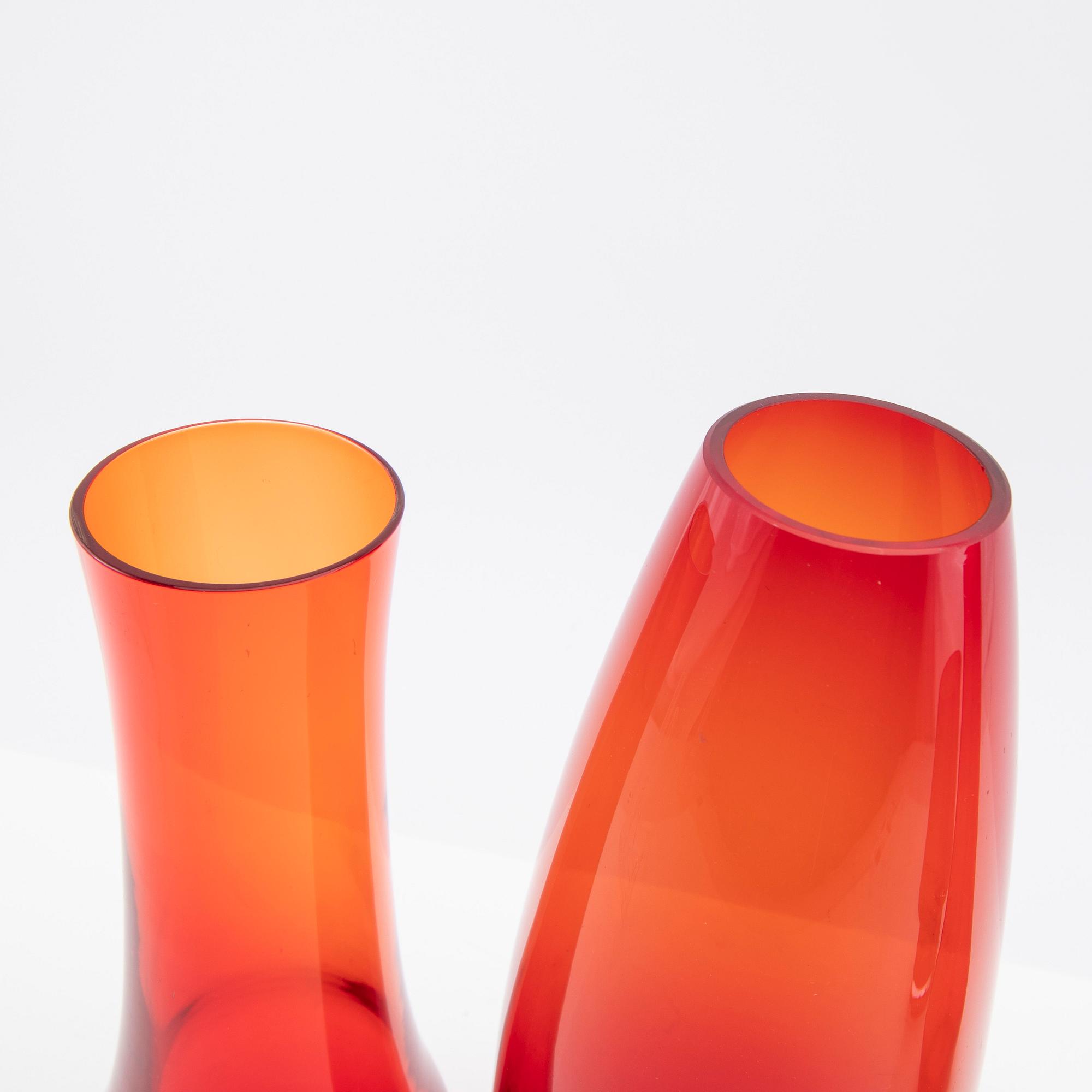 Tamara Aladin, Vases, 4 pcs, glass, Riihimäen Lasi, Finland, 1960s/70s.
