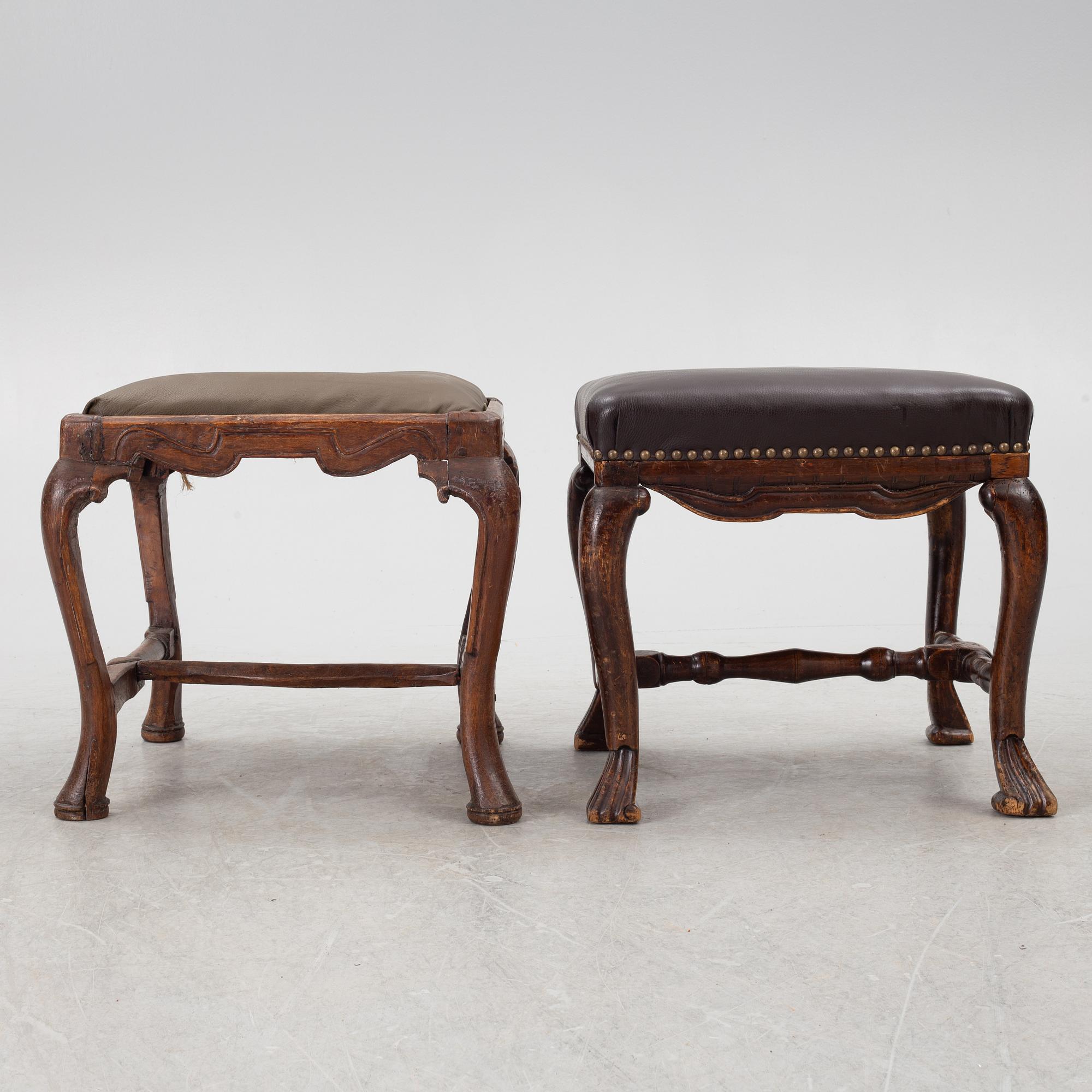 Two late-Baroque stools, around 1700.