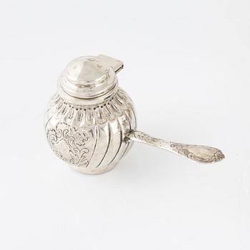 Te- och kaffeservis, 6 delar, silver, Spanien, rokokostil.