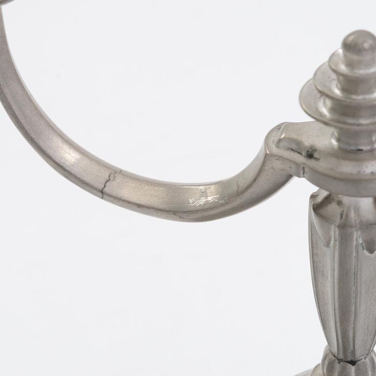 Just Andersen, A pair of danish pewter candelabra.
