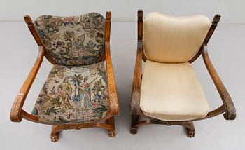 KARMSTOLAR, 1 par, renässansstil, 1900-talets början.