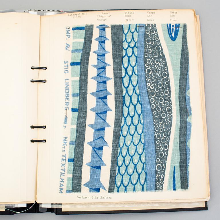 STIG LINDBERG, a folded with textile samples from NK textile store, 1950/60s.