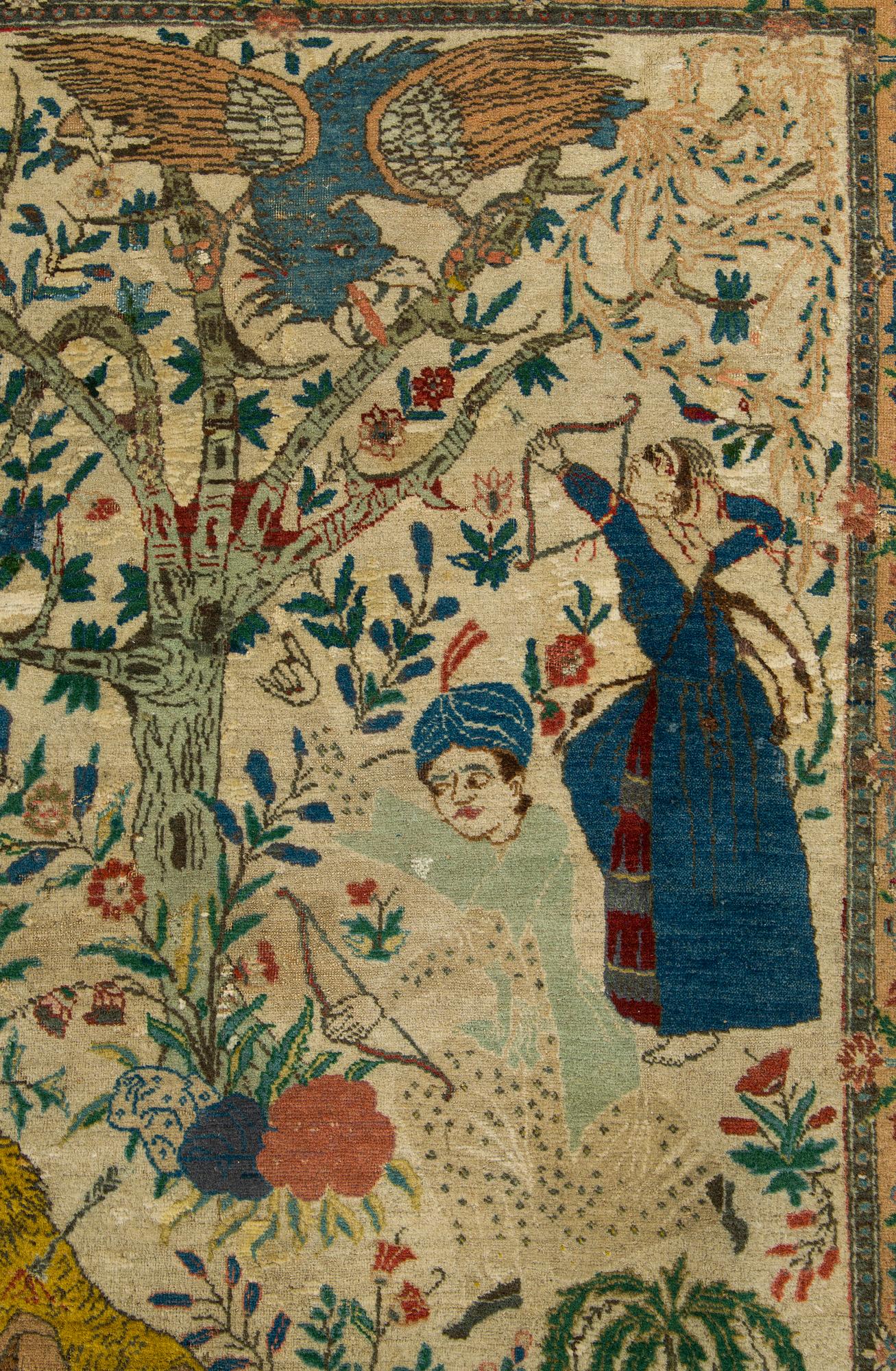 Matto, antiikki, figuraali, Täbris, Luoteis-Persia, n. 195 x 137 cm.