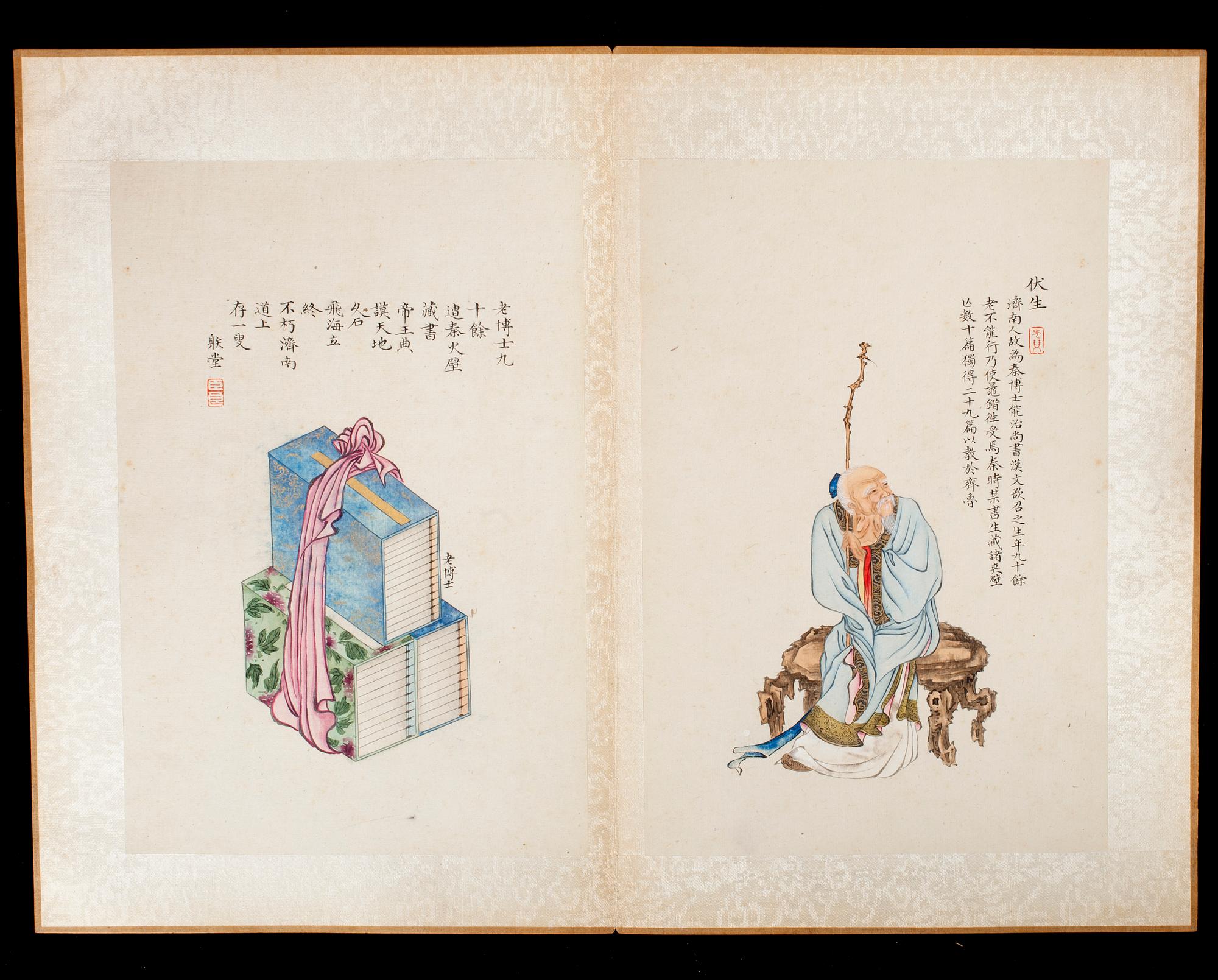 ALBUM, med 80 målningar och kalligrafi, sen Qing dynasti (1644-1912).