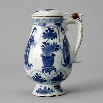 480. A blue and white jug, Qing dynasty, Kangxi (1662-1722).