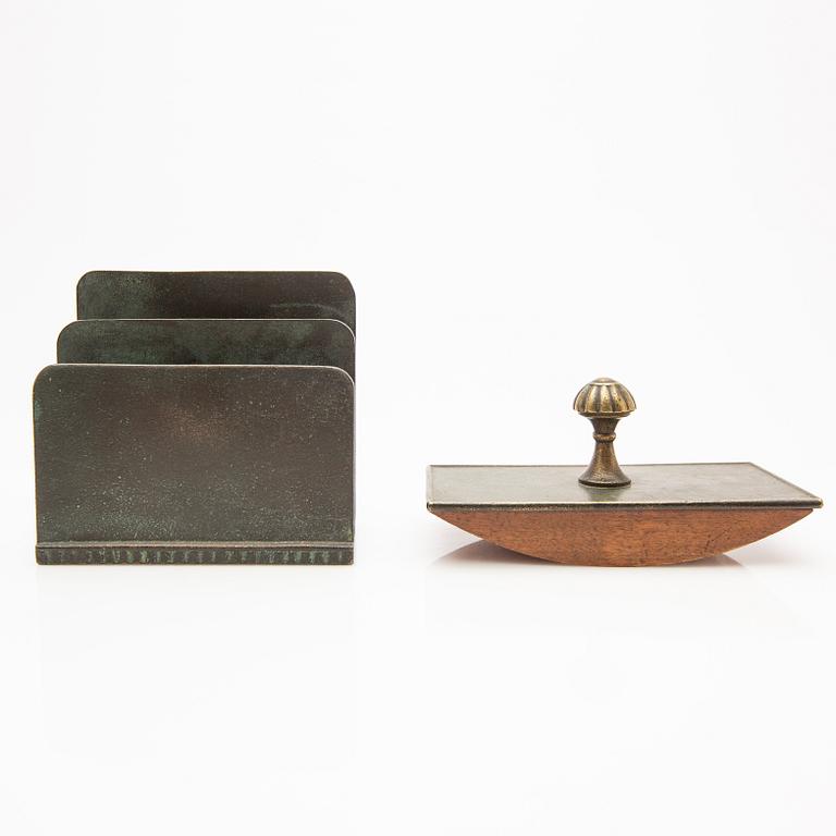 Ystad Bronze, desk set, 5 pieces, 20th century.