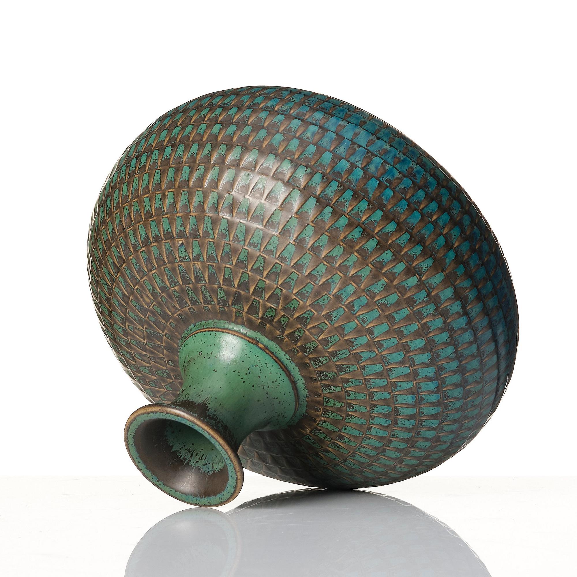 Stig Lindberg, a stoneware vase, Gustavsberg studio, Sweden 1963.