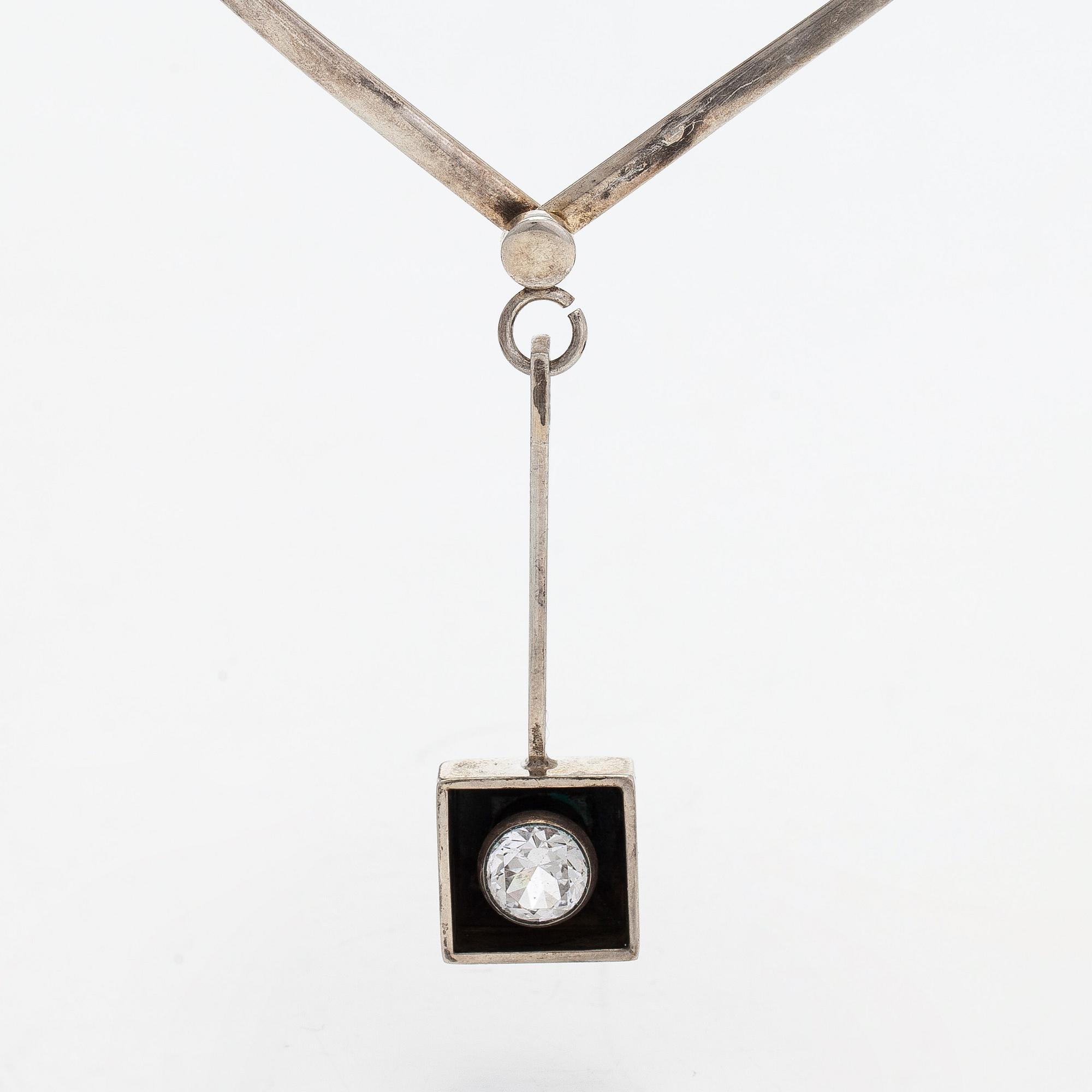 Smyckesset, 4 delar, silver, syntetisk stenar, Pege (Karl-Erik Palmberg), Alton, Sverige.