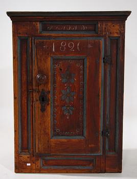 VÄGGSKÅP, allmoge, 1800-tal.