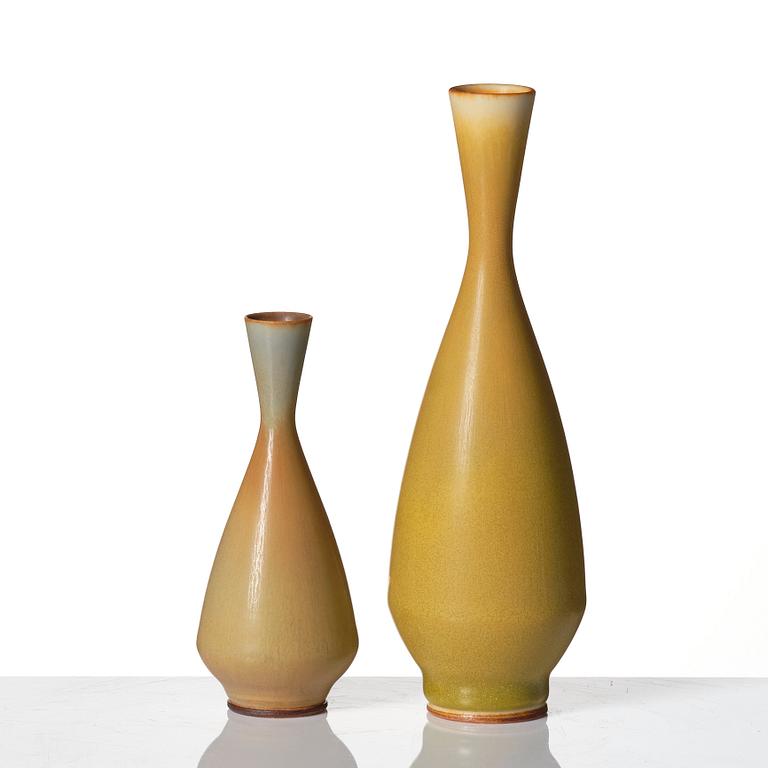 Berndt Friberg, a set of five stoneware vases, Gustavsberg studio, Sweden 1956-65.