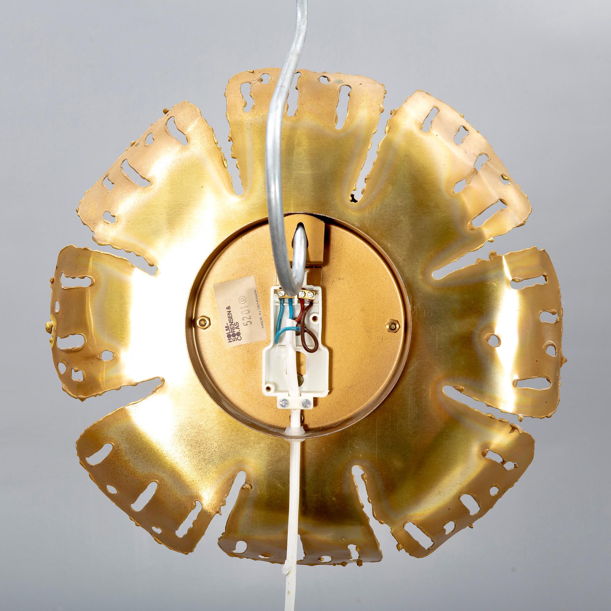 A set of brass ceiling pendant and wall lamp by Svend Aage Holm Sørensen later part of the 20th century.