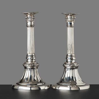 A pair of Gustavian late 18th century candlesticks.