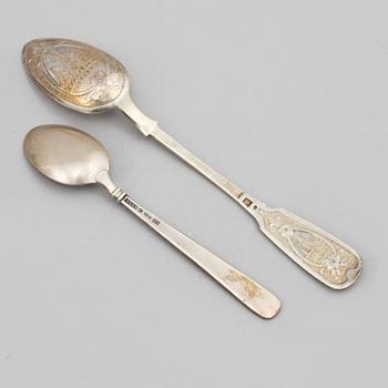 KAFFESKEDAR, 24 st, silver, Sverige, Ryssland och importstämplat, 1800- och 1900-tal, vikt 287 g.