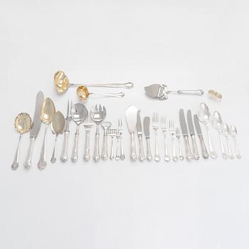 A 158-piece "Chippendale" silver cutlery set, Auran Kultaseppä oy, Turku, and Kultakeskus, Hämeenlinna, 1962-66.