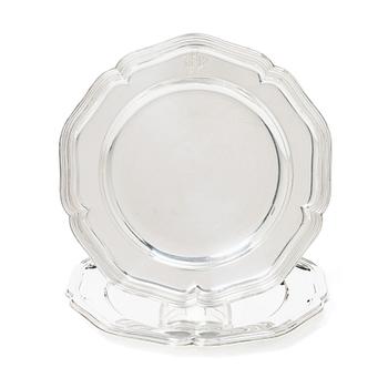 The Danish early 20th century silver plates, mark of Anton Michelsen, Copenhagen 1917-1918.