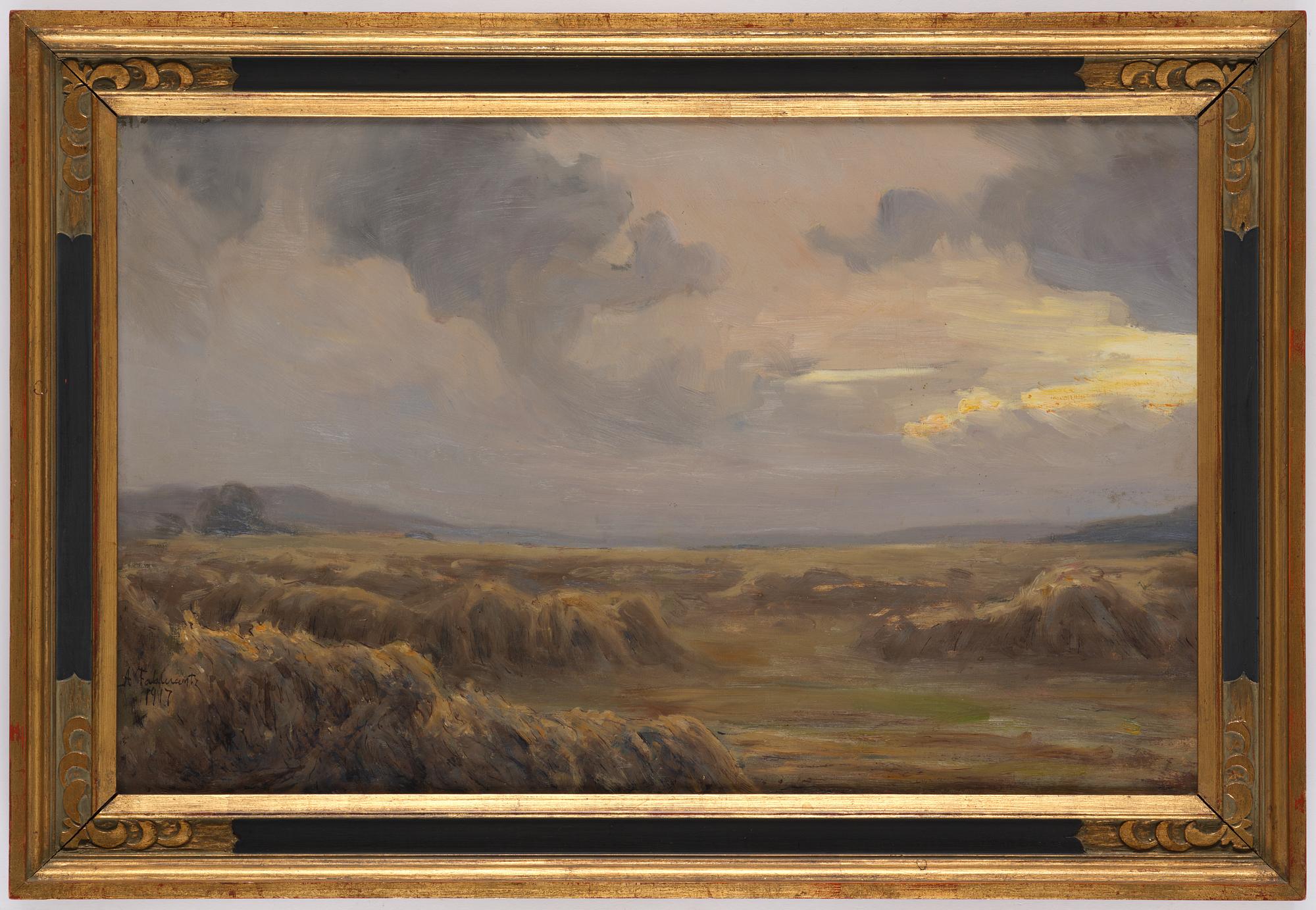 Axel Fahlcrantz, "Hay harvest, evening light, the rain subsides".