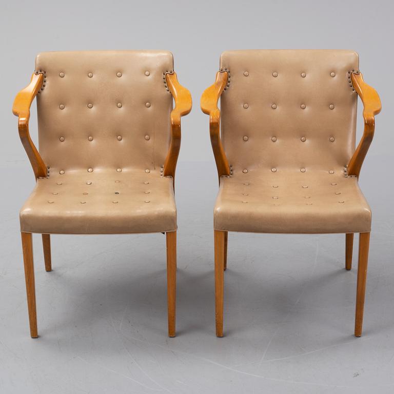 Axel Larsson, a pair of beech armchairs, Svenska Möbelfabriken, Bodafors, 1940's.