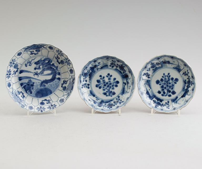 FAT, 3 st (2+1), porslin, Kina, Kangxi 1662-1722.