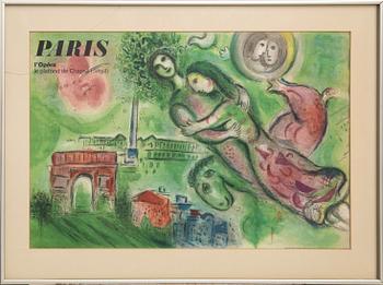 Marc Chagall, efter. "Paris, l'Opera, le plafond de Chagall, (détail) (Roméo et Juliette)", 1964.