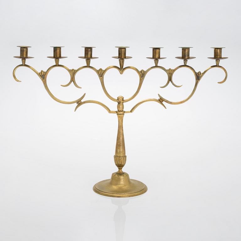 Paavo Tynell, A 1920/1930s brass candelabrum for Taito, Finland.