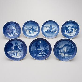 A set of 38 porcelain Christmas plates, Royal Copenhagen, Denmark, 1966 + 1973-2009.
